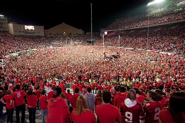 Wisconsin fans celebrate after beating Ohio State in 2010, photo by Jeff Miller | UW-Madison