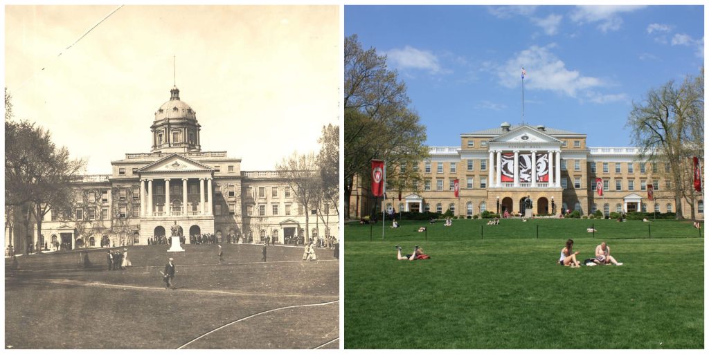 Bascom Hill UW-Madison then and now.