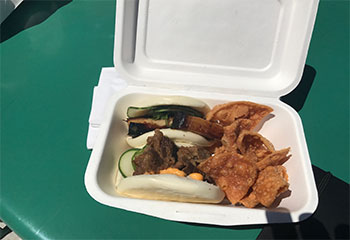 Umami buns and fried won tons.