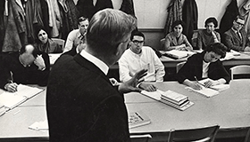 Professor teaching a class in the School of Business.
