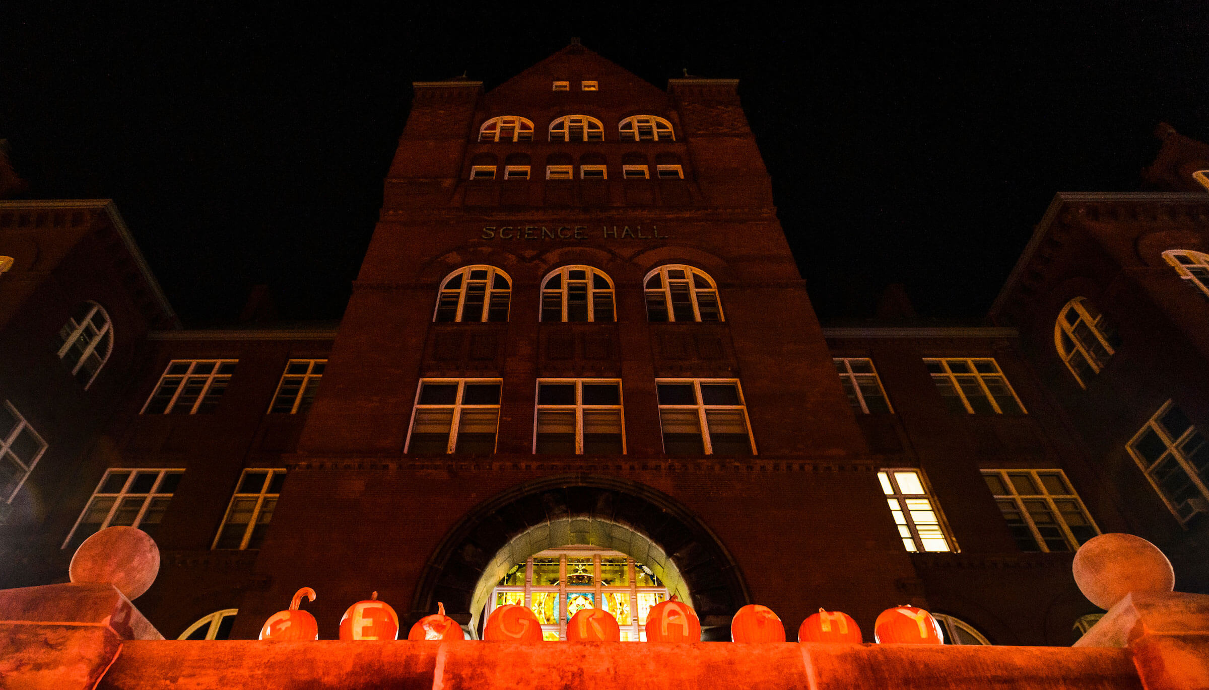 Science Hall on Halloween