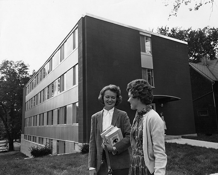 Davis Hall black an white photo.