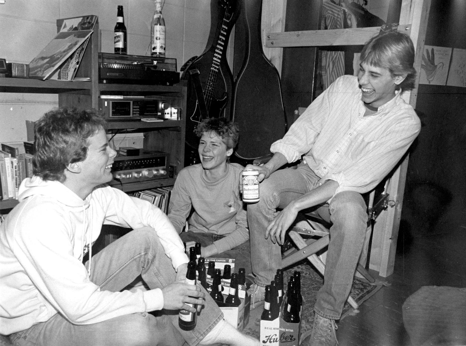 Students drinking in their dorm room