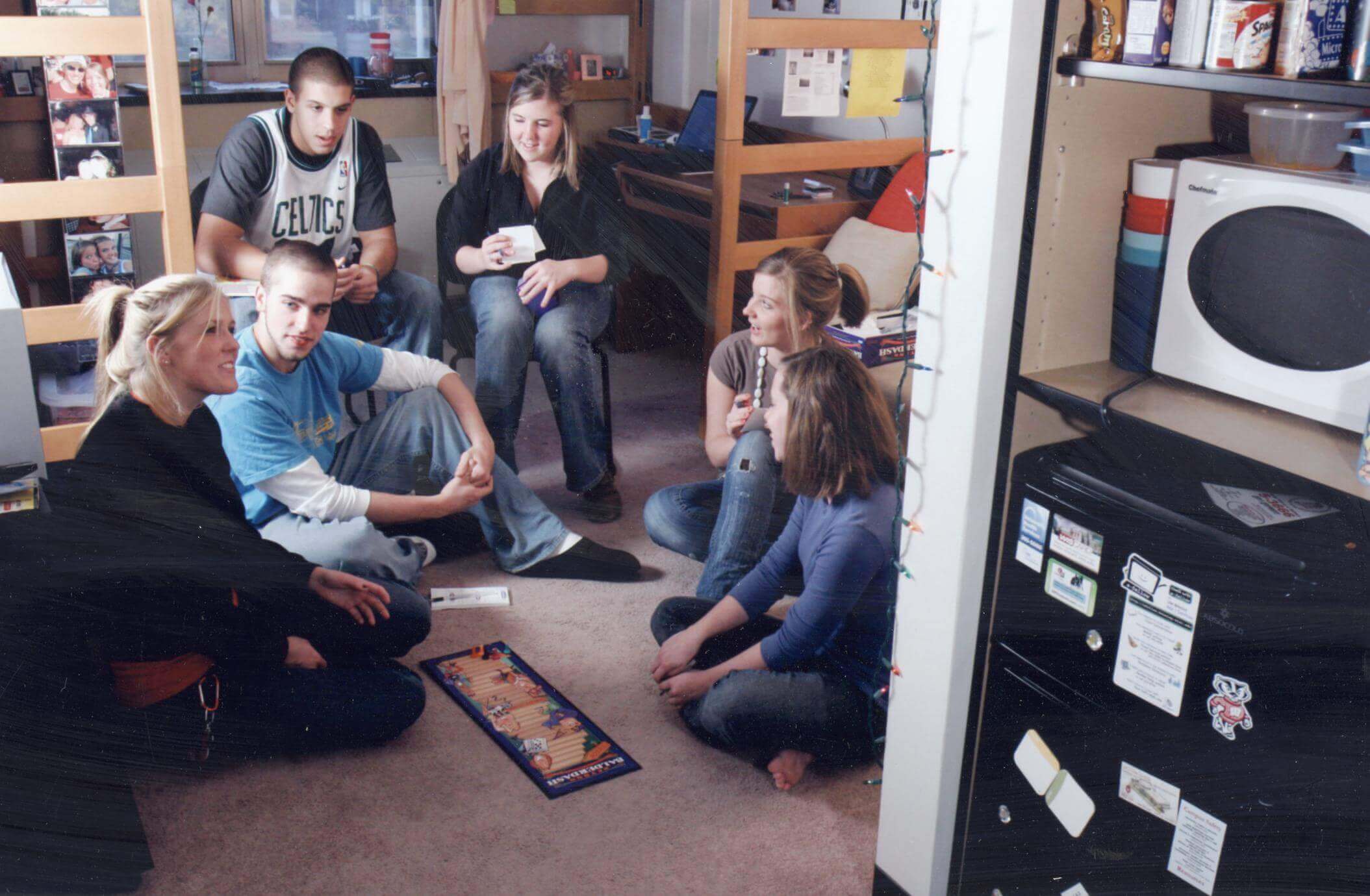 Students in a dorm room