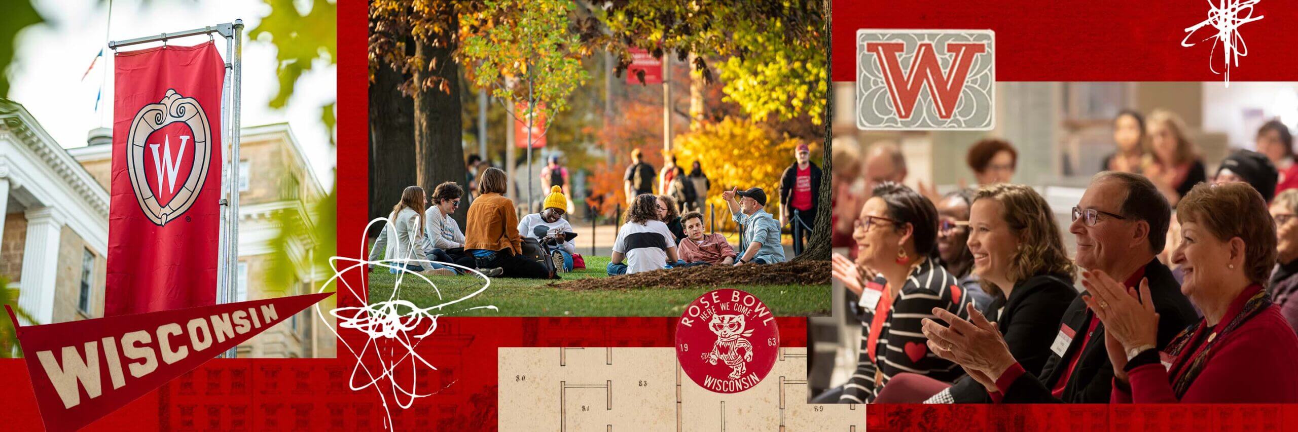 Founders' Day collage of students and campus events