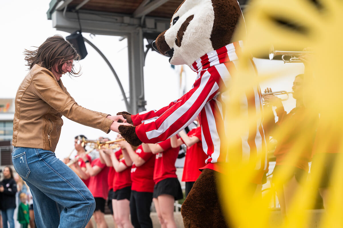 Bucky dances on the Terrace.