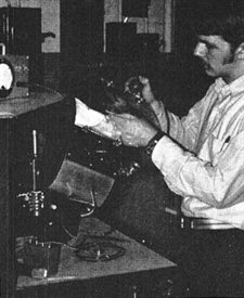 From "The Wisconsin Engineer" April 1969: "Dick Meyst calls his contraption a three-axis centrifuge. It is used to accelerate small animals along all three axes of rotation."